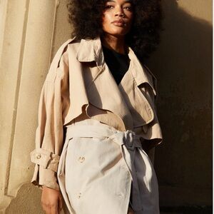 Nasty Gal Beige and Cream Trench Coat